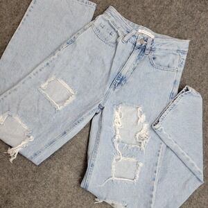 PacSun Jeans Womens 23 Blue Denim Y2k Distressed Boho Streetwear 90s Boyfriend